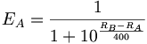 E_A = \frac 1 {1 + 10^{\frac{R_B - R_A}{400}}}