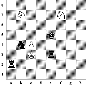 FEN notation - 8/1N3N2/8/4k3/1nP5/2K1r3/r7/8